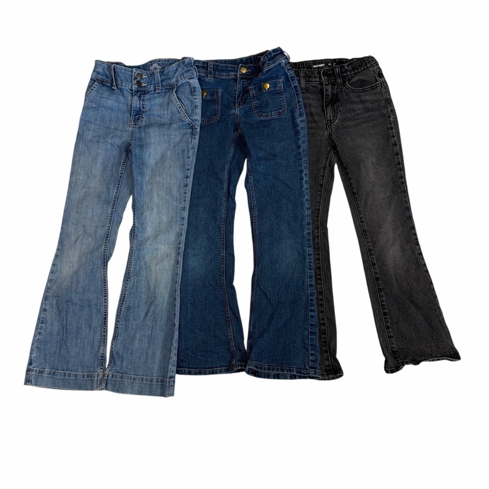 Girls Jean Pants Lot - Light Blue, Dark Blue, Black - Size 10